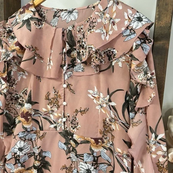 Shein floral ruffle maxi dress sz L - Picture 3 of 5
